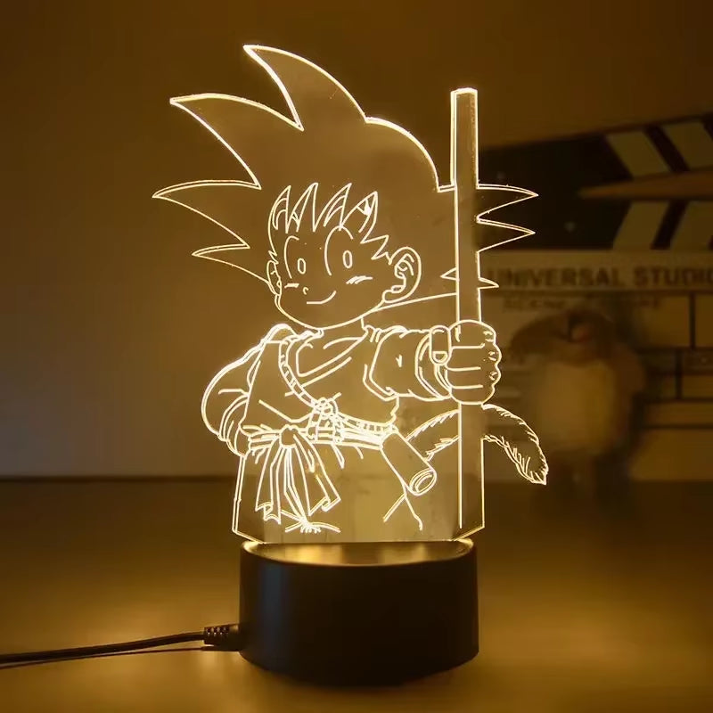 Dragon Ball Z Figure Vegeta Super Saiyan 3D Lamp LED Night Light Figure Monkey King Goku Jiren Broly Anime Table Lamp Gift