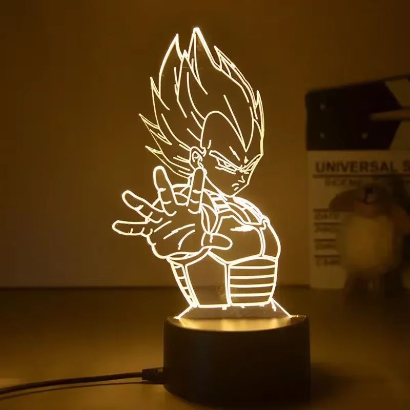 Dragon Ball Z Figure Vegeta Super Saiyan 3D Lamp LED Night Light Figure Monkey King Goku Jiren Broly Anime Table Lamp Gift