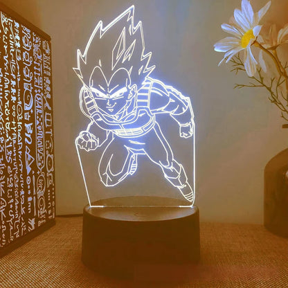 Dragon Ball Z Figure Vegeta Super Saiyan 3D Lamp LED Night Light Figure Monkey King Goku Jiren Broly Anime Table Lamp Gift