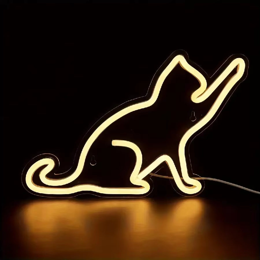 Anime Cat & Moon Neon Sign for Wall Art Arcade Decor, LED Night Lights Home Decor for Game Room Sign,Bedroom, Living Room, Bars