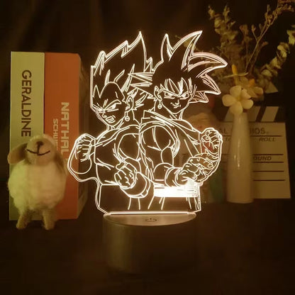 Dragon Ball Z Figure Vegeta Super Saiyan 3D Lamp LED Night Light Figure Monkey King Goku Jiren Broly Anime Table Lamp Gift