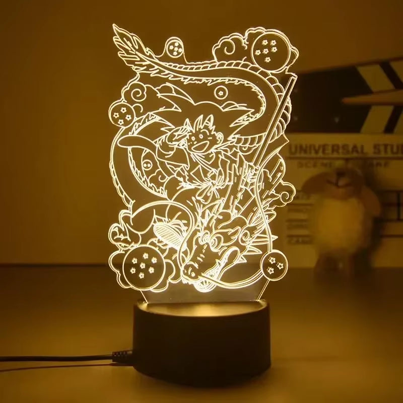 Dragon Ball Z Figure Vegeta Super Saiyan 3D Lamp LED Night Light Figure Monkey King Goku Jiren Broly Anime Table Lamp Gift