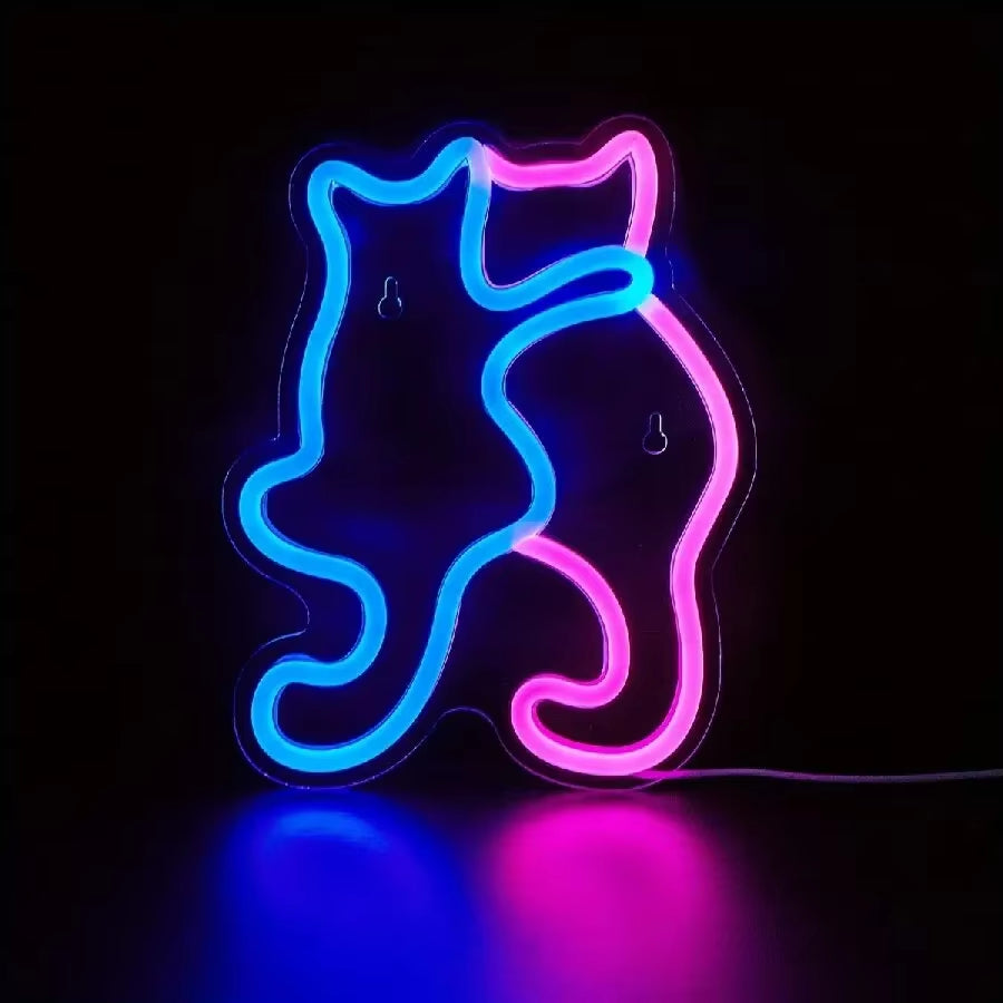 Anime Cat & Moon Neon Sign for Wall Art Arcade Decor, LED Night Lights Home Decor for Game Room Sign,Bedroom, Living Room, Bars