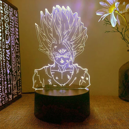 Dragon Ball Z Figure Vegeta Super Saiyan 3D Lamp LED Night Light Figure Monkey King Goku Jiren Broly Anime Table Lamp Gift